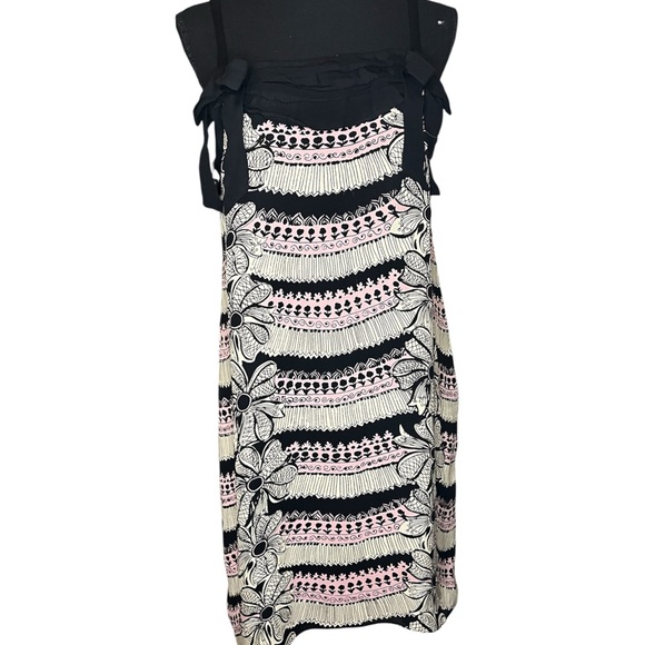 Milly Black and Pink Floral Midi dress - Picture 1 of 5
